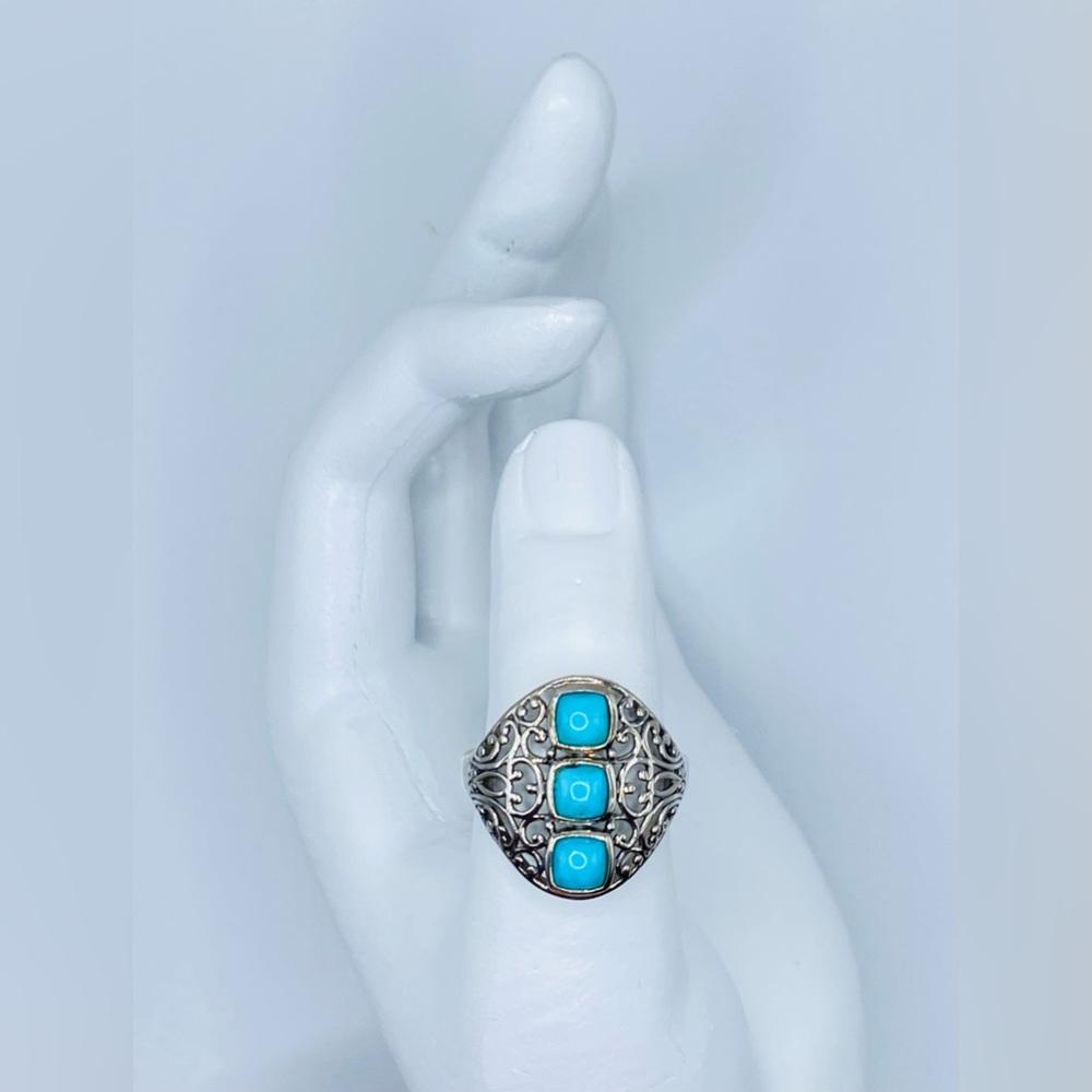 NWT 1.65CTW Sleeping Beauty Turquoise Ring In Black Oxidized Sterling Silver